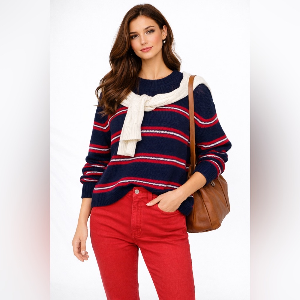 Cotton Emporium Cozy‎ Striped Pullover Sweater NWOT